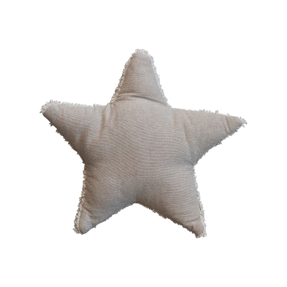 Star Shaped Cotton Tufted Pillow, Natural