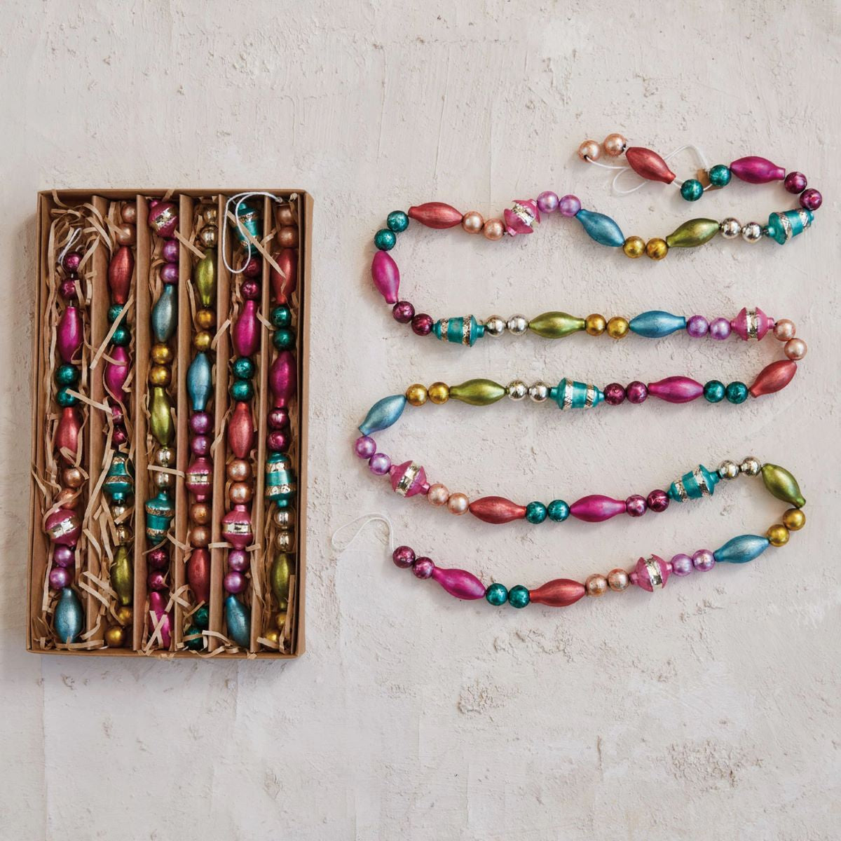 Multicolor Glass Bead Garland in Box