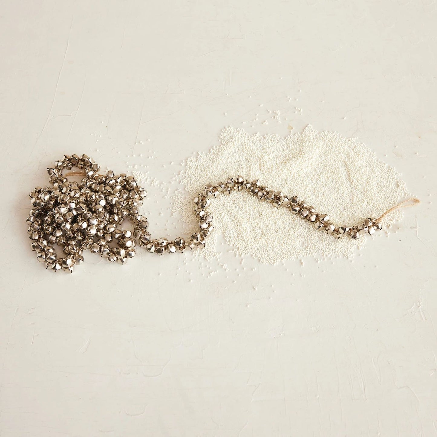 Metal Jingle Bell Garland on Jute Cord with Silver Finish