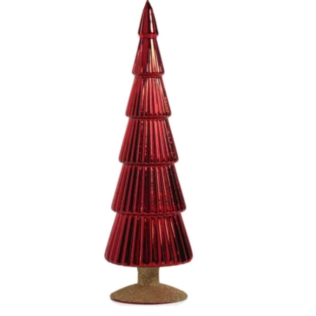 Alpine Classic Red Glass Tree on Gold Glitter Base