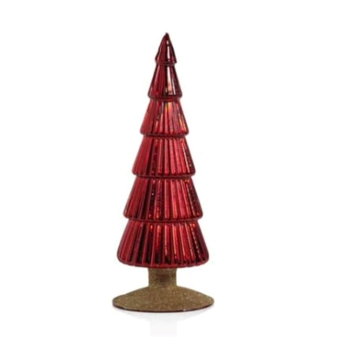 Alpine Classic Red Glass Tree on Gold Glitter Base