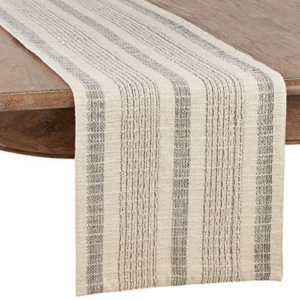Alexandria Collection: Striped Woven Table Runner Ivory