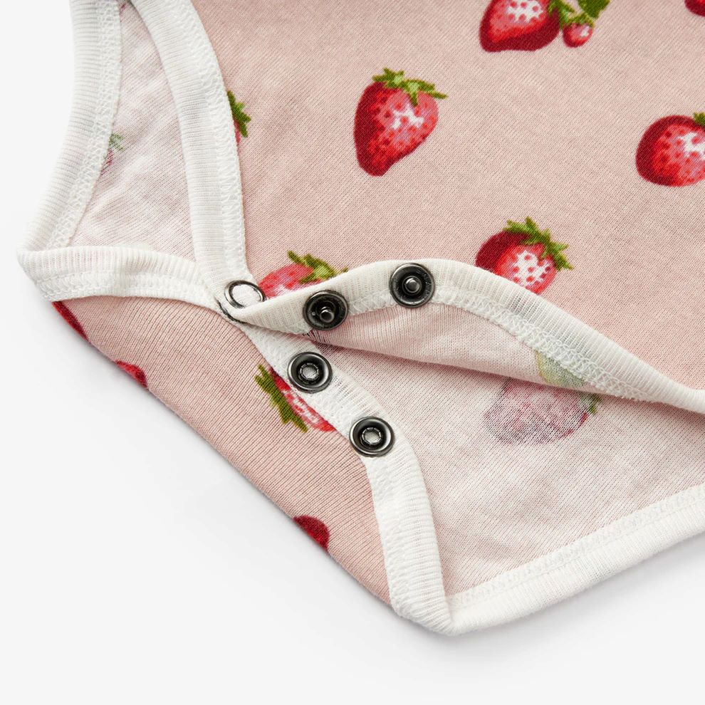 Milkbarn Strawberry Organic Cotton Ruffle One Piece - Image 5