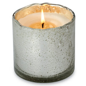 Hidden Cove Shiny Silver Artisan Blown Glass Tumbler Candle