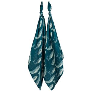 Milkbarn Blue Whale Bamboo Muslin Burp Cloths Set
