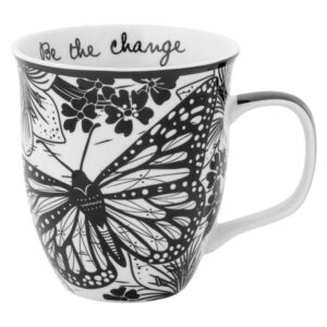 Butterfly Black & White Boho Mug
