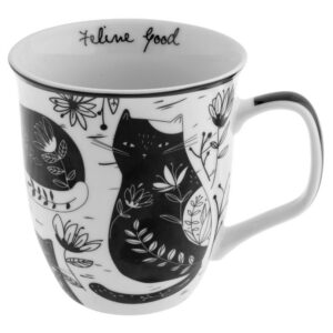 Cat Black & White Boho Mug