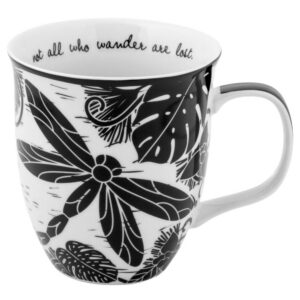 Dragonfly Black & White Boho Mug