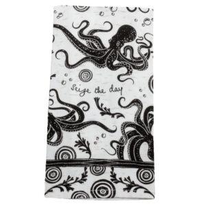 Octopus Black & White Boho Tea Towel