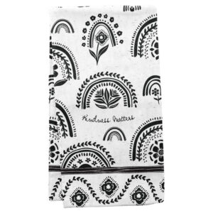 Rainbow Black & White Boho Tea Towel