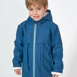 Batela Marine Blue Kids Raincoat with Sheepskin Lining