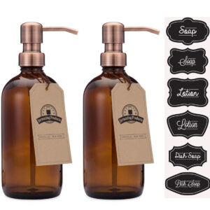 Amber Glass Bottles with Copper Dispenser