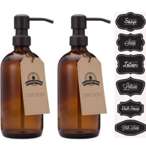 Amber Glass Bottles with Black Dispenser