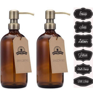 Amber Glass Bottles with Brass Dispenser