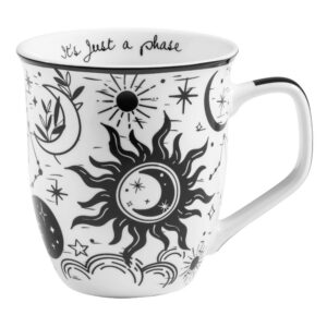 Celestial Phase Black & White Boho Mug