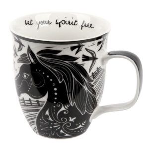 Horse Black & White Boho Mug