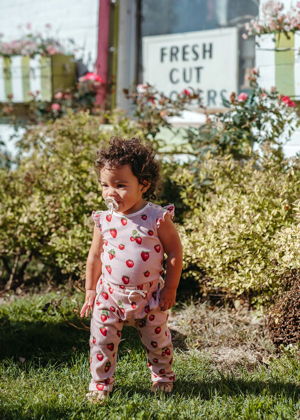 Milkbarn Strawberry Organic Cotton Ruffle One Piece - Image 6