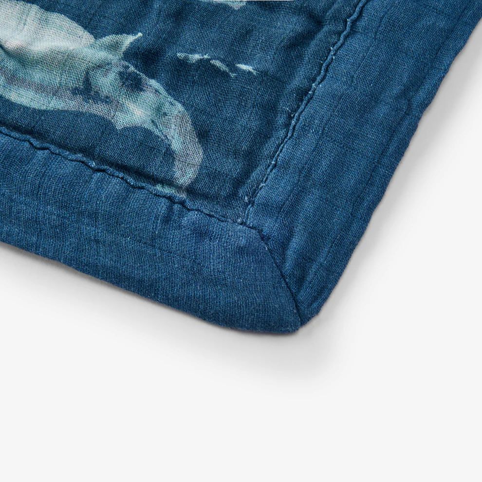 Milkbarn Blue Whale Big Lovey Three-Layer Muslin Blanket - Image 3