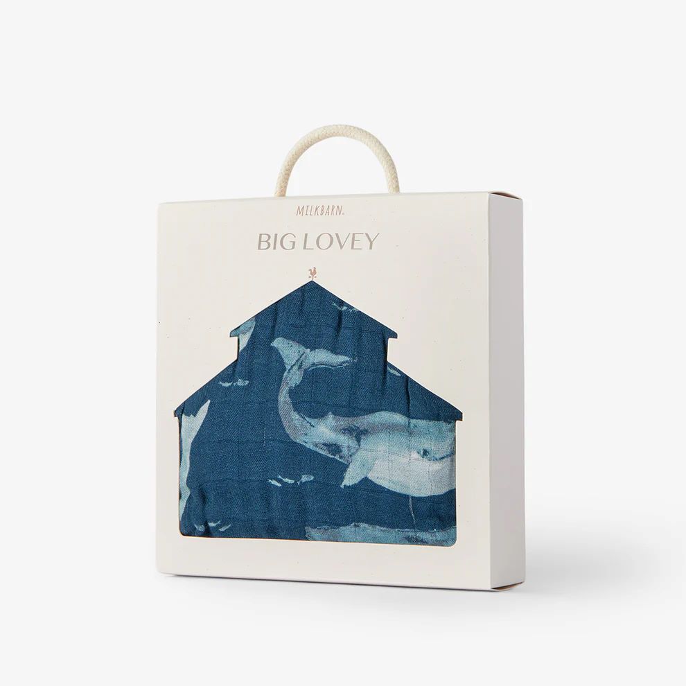 Milkbarn Blue Whale Big Lovey Three-Layer Muslin Blanket - Image 4