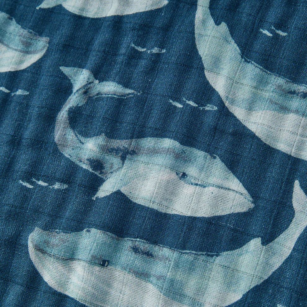 Milkbarn Blue Whale Big Lovey Three-Layer Muslin Blanket - Image 2