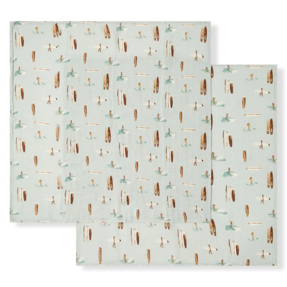 Milkbarn Vintage Surf Bamboo Muslin Burp Cloths Set