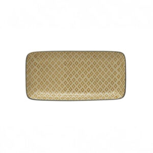 Hand Stamped Cream & Mustard Stoneware Platter