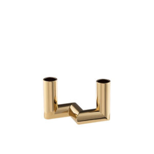Uyuni Warm Brass 2-Arm Matrix Mini Taper Candleholder