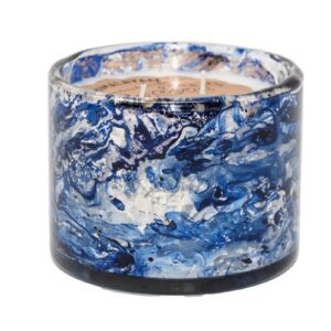 Tobacco Bark Wind Blue-Blown Glass Tumbler Candle