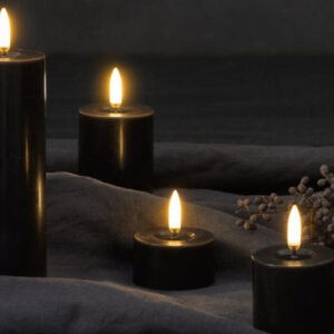 Uyuni LED Plain Black Smooth Pillar Candle | Melted Edition