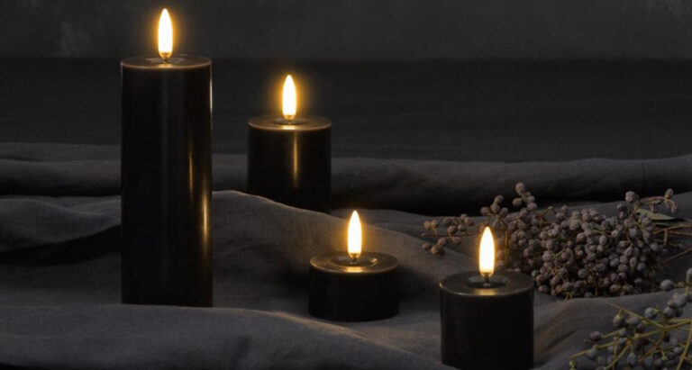 Uyuni LED Plain Black Smooth Pillar Candle | Melted Edition