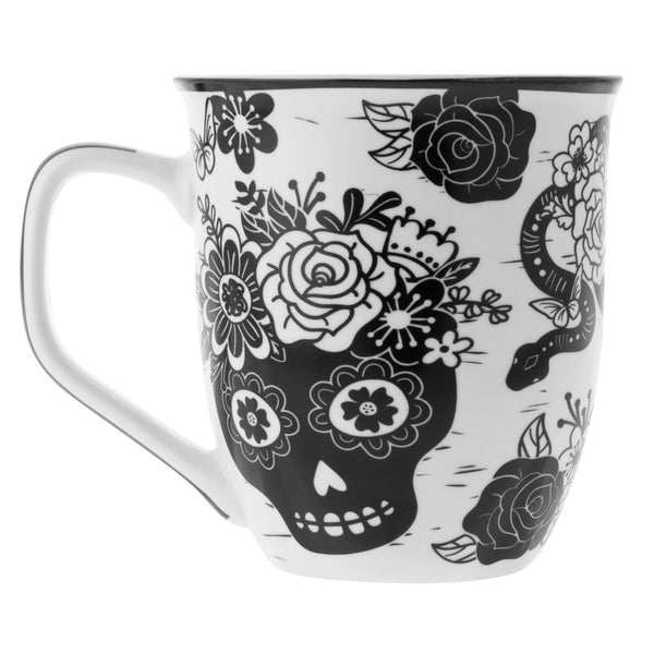 Sugar Skull Black & White Boho Mug - Image 2