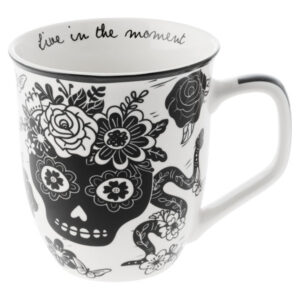 Sugar Skull Black & White Boho Mug