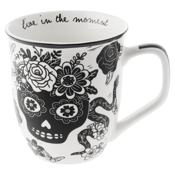 Sugar Skull Black & White Boho Mug