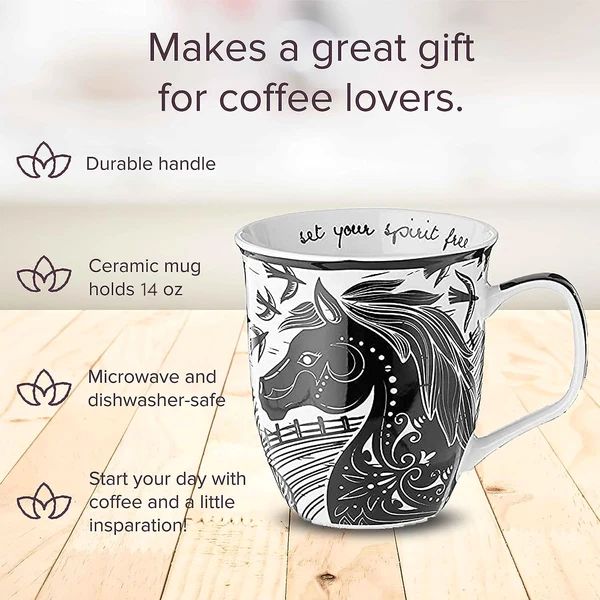 Horse Black & White Boho Mug - Image 2