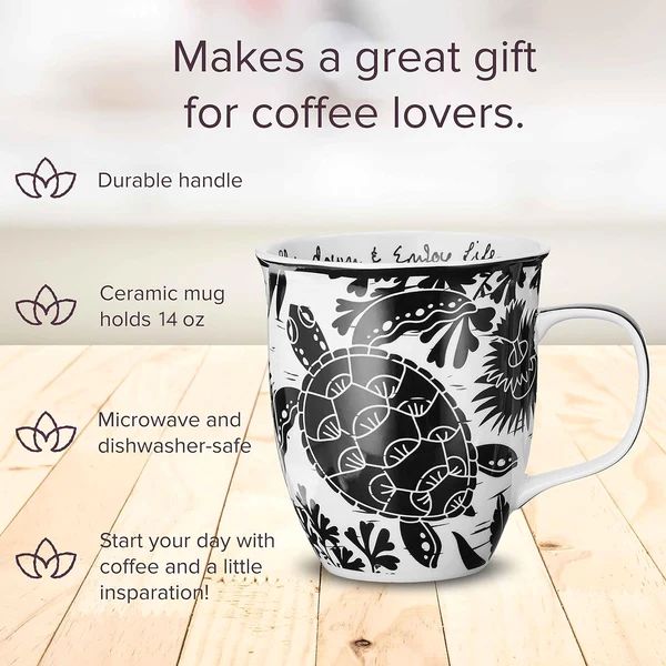 Sea Turtle Black & White Boho Mug - Image 2