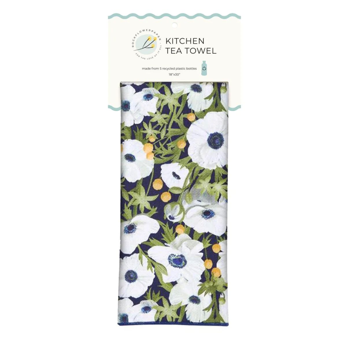 Anemone Poppy Blue Eco Tea Towel - Image 3