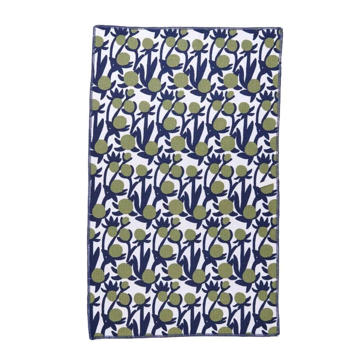 Anemone Poppy Blue Eco Tea Towel - Image 2