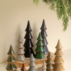 Set of Ten Ceramic Christmas Trees