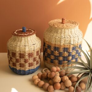 Set of Two Twisted Paper Canisters