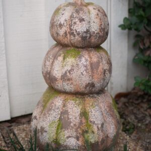 Three Stacked Faux Concrete Pumpkins