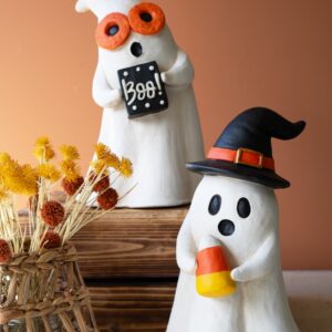 Set of Two Resin Halloween Ghosts