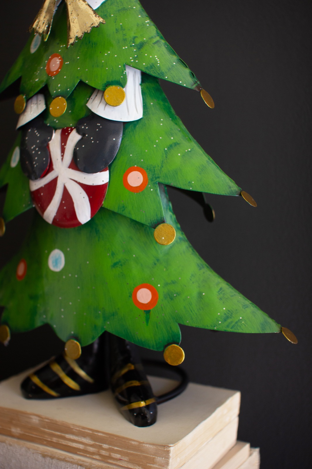 Set of Two Painted Metal Cat Christmas Trees