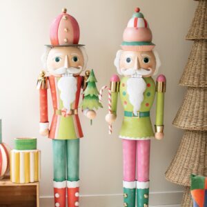 Set of Two Life Size Painted Metal Nutcrackers