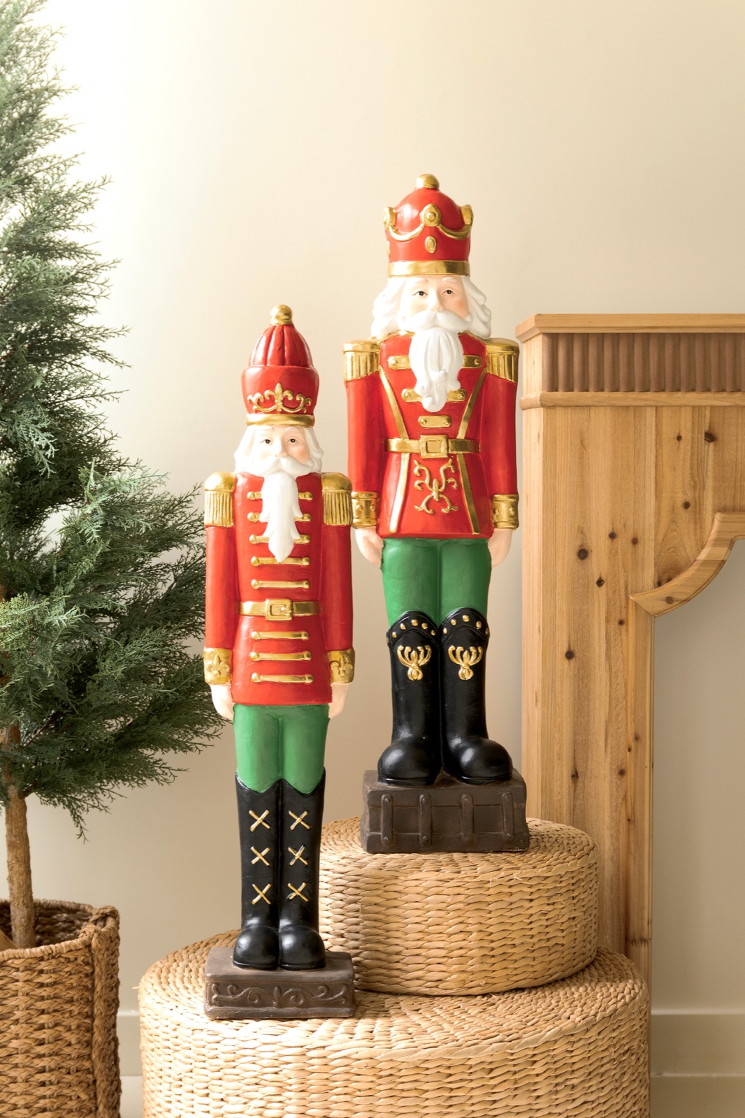 Set of Two Faux Concrete Christmas Soldiers