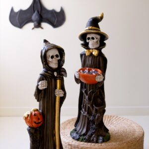 Set of Two Poly Resin Halloween Grim Reapers