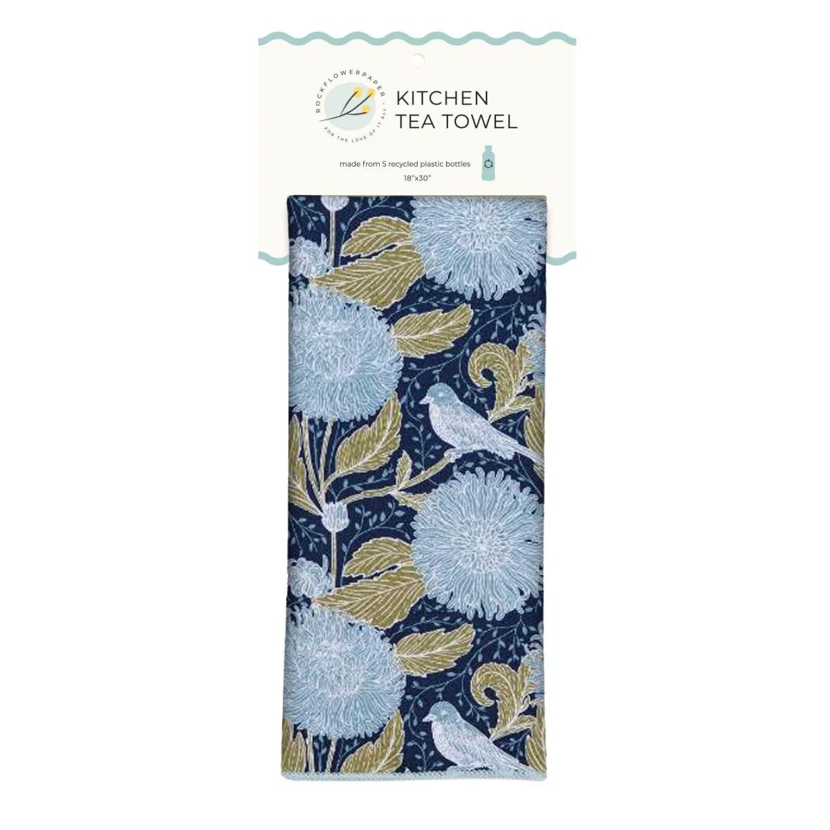 Chrysanthemum Bird Eco Kitchen Tea Towel - Image 3