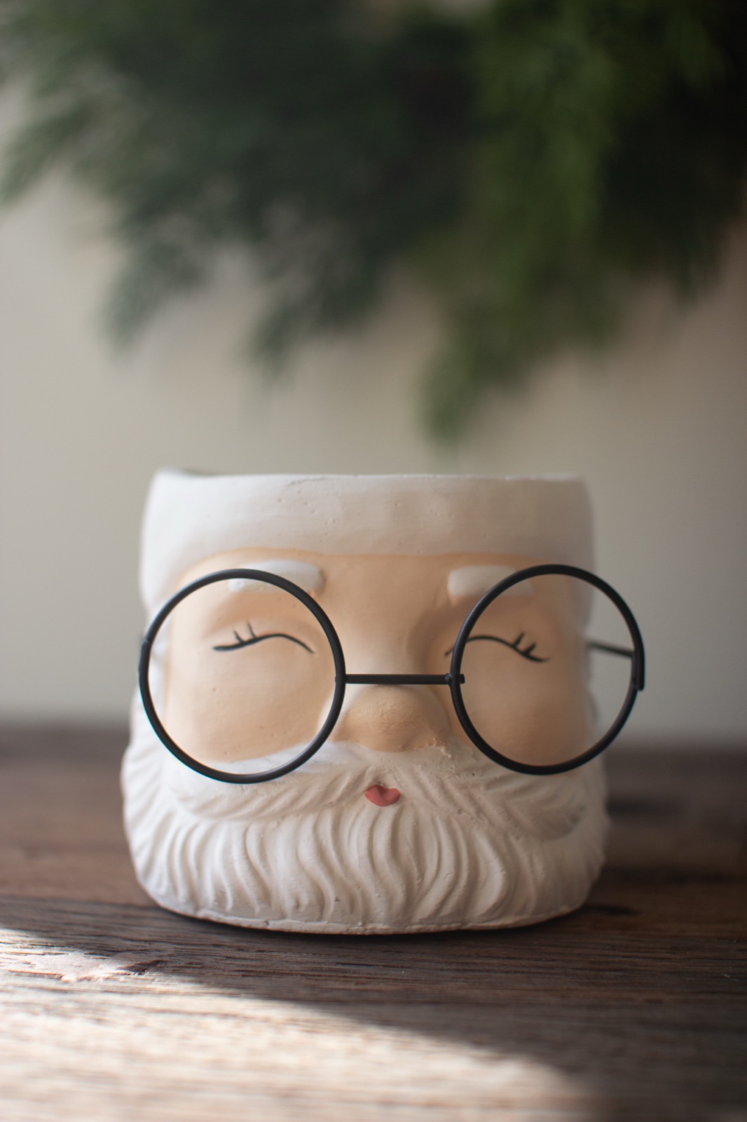 Set of Two Concrete Santa Planters