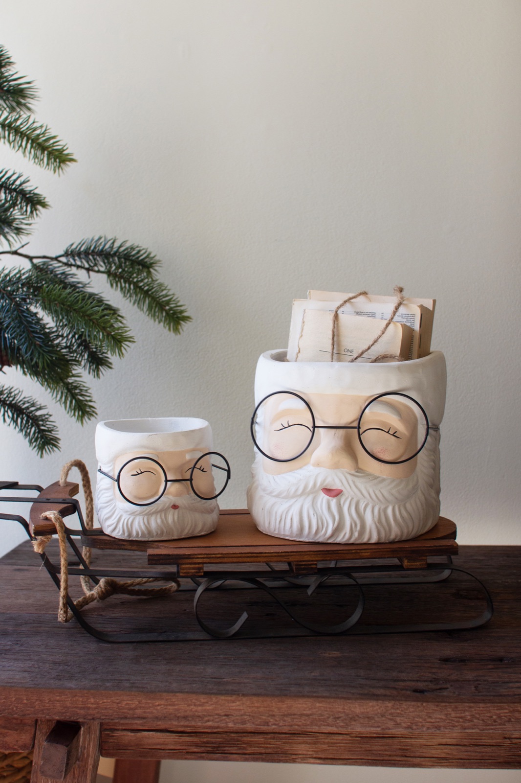 Set of Two Concrete Santa Planters (min 2)