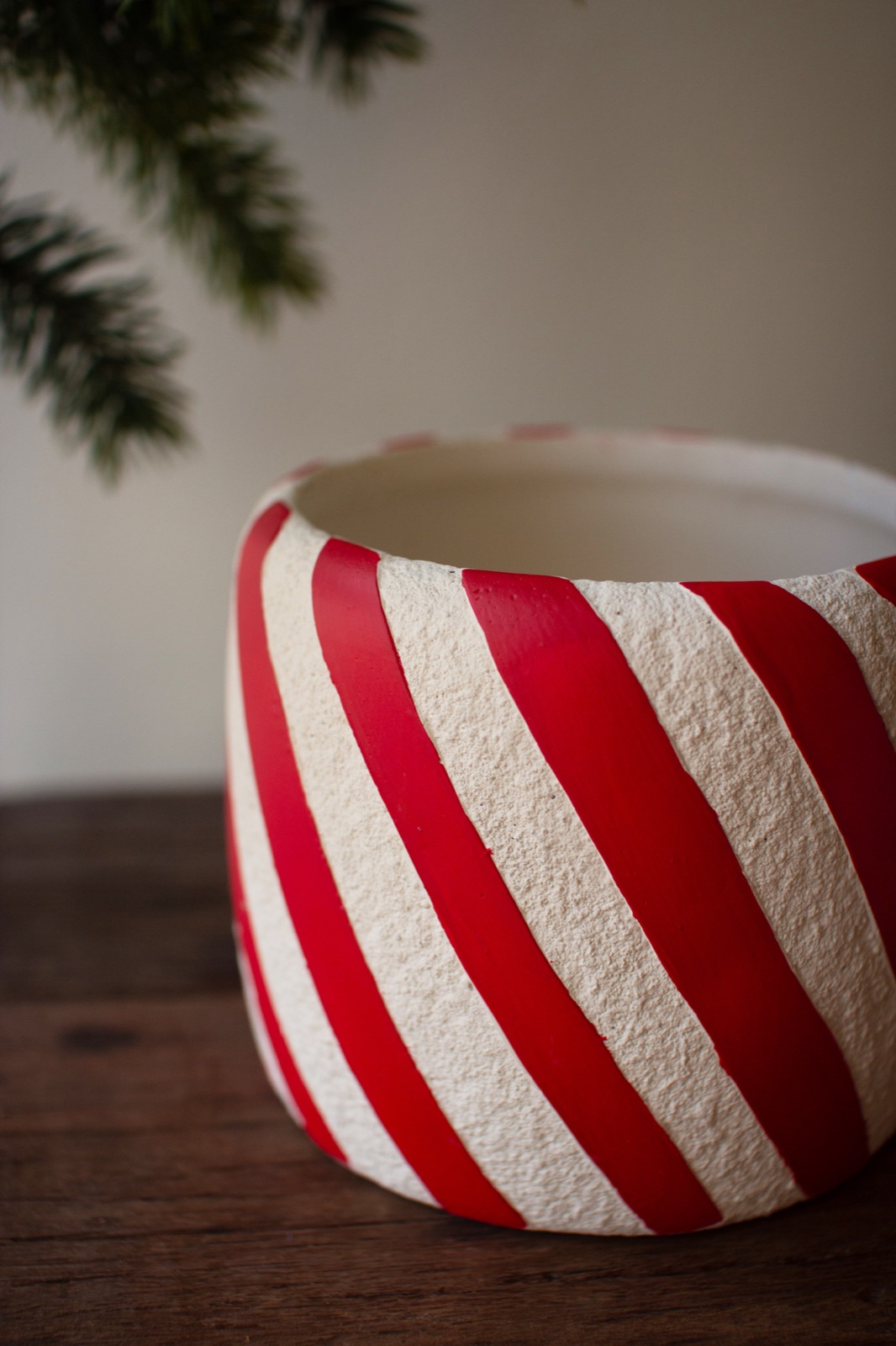 Set of Three Concrete Candy Cane Planters