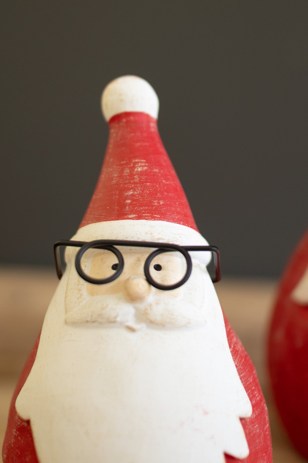 Set of Two Cement Santas with Glasses
